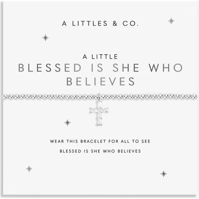 A Littles & Co. A Littles & Co A Little 'blessed Is She Who Believes' Bracelet In Metallic