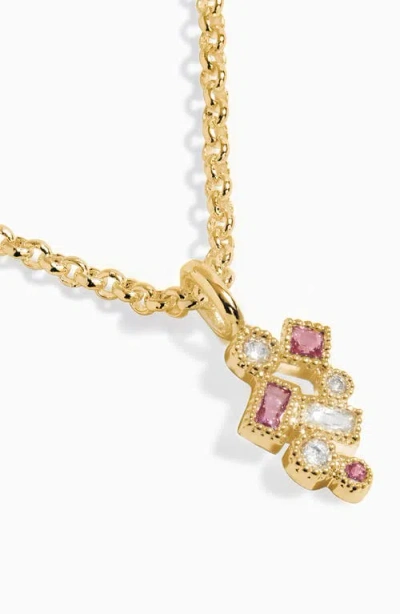 A Littles & Co. A Littles & Co A Little 'happiest Of Birthdays' Necklace In Gold-tone Plating