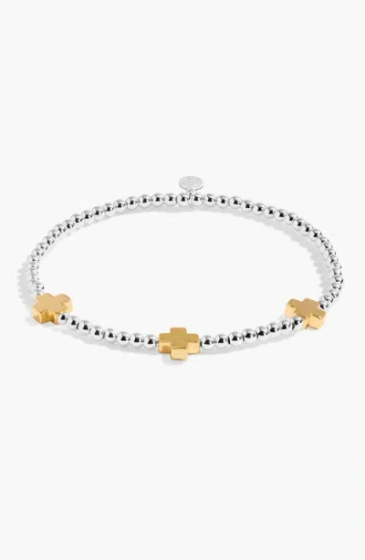 A Littles & Co. A Littles & Co A Little 'pray Believe Receive' Bracelet In Silver And Gold-tone Plating