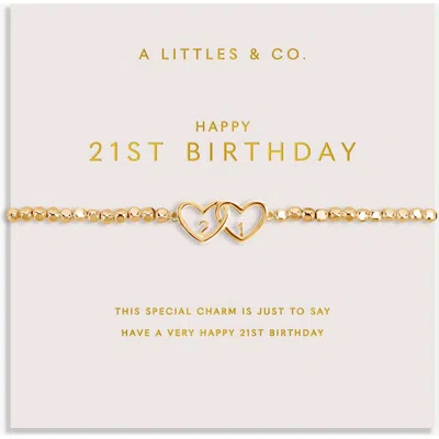 A Littles & Co. Forever Yours 'happy 21st Birthday' Bracelet In Gold
