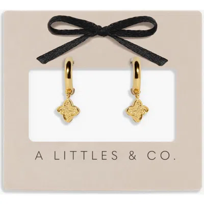 A Littles & Co. A Littles & Co Signature Clover Collection Textured Clover Hoop Earrings In Gold-tone Plating
