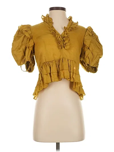 Pre-owned A Loves A Short Sleeve Blouse In Gold