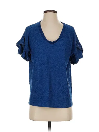 Pre-owned A Loves A Short Sleeve Top Blue V Neck Tops