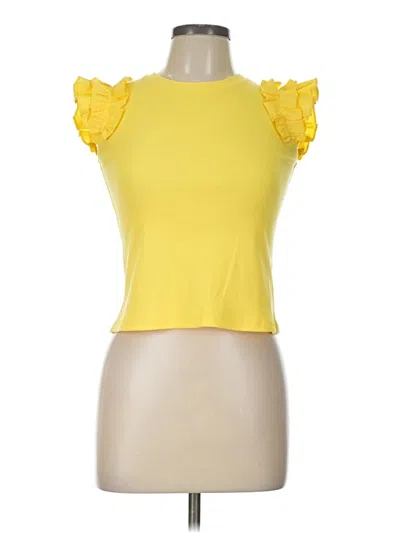 Pre-owned A Loves A Short Sleeve Top Yellow Ruffles Neckline Tops