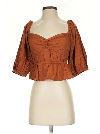 Pre-owned A New Day 3/4 Sleeve Blouse In Brown