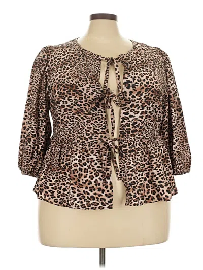 A New Day 3/4 Sleeve Blouse In Brown