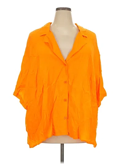 A New Day 3/4 Sleeve Button Down Shirt In Orange