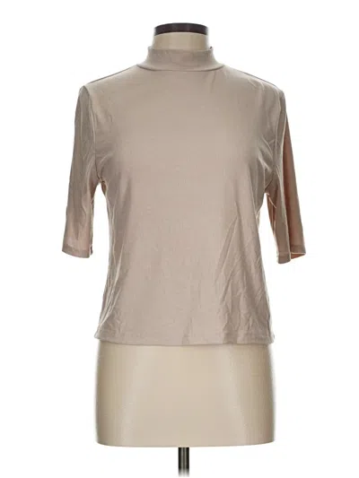 Pre-owned A New Day 3/4 Sleeve Top Tan High Neck Tops In Brown