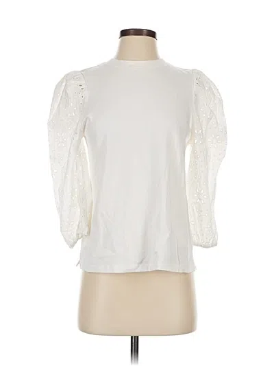 Pre-owned A New Day 3/4 Sleeve Top White Mock Neckline Tops