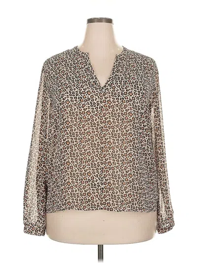 Pre-owned A New Day Long Sleeve Blouse In Brown