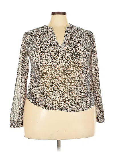 Pre-owned A New Day Long Sleeve Blouse In Brown