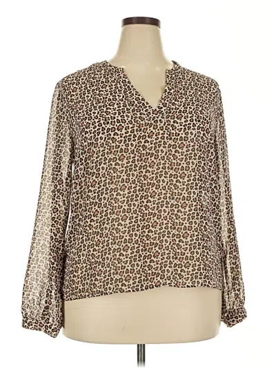 Pre-owned A New Day Long Sleeve Blouse In Brown