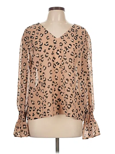 Pre-owned A New Day Long Sleeve Blouse In Brown