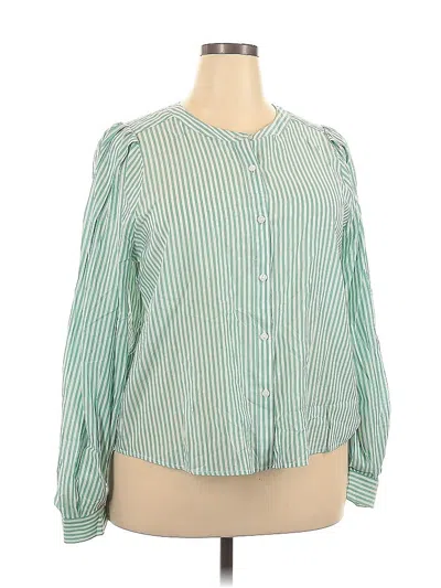 Pre-owned A New Day Long Sleeve Blouse In Green
