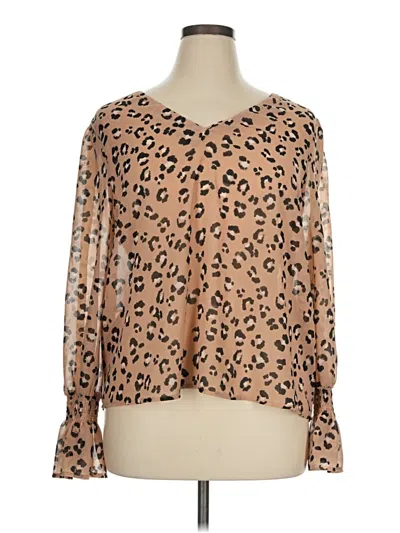 Pre-owned A New Day Long Sleeve Blouse In Tan