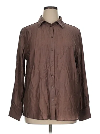 Pre-owned A New Day Long Sleeve Button Down Shirt In Brown