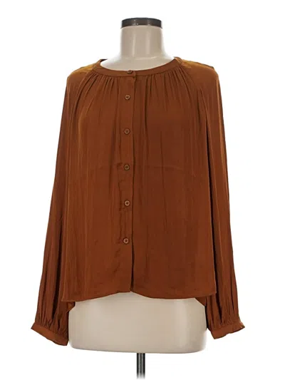 Pre-owned A New Day Long Sleeve Henley Shirt In Brown