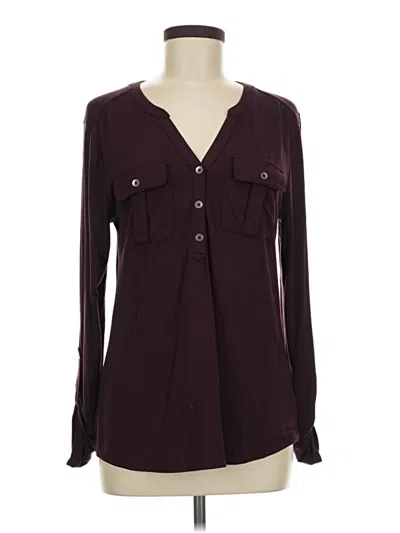 Pre-owned A New Day Long Sleeve Henley Shirt In Burgundy