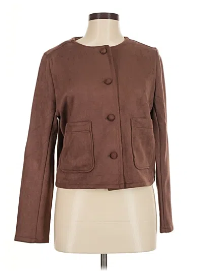 A New Day Long Sleeve Top Brown Square Neckline Tops