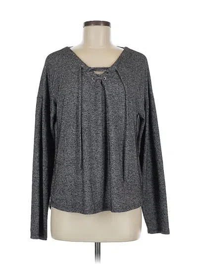 Pre-owned A New Day Long Sleeve Top Gray Keyhole Neckline Tops