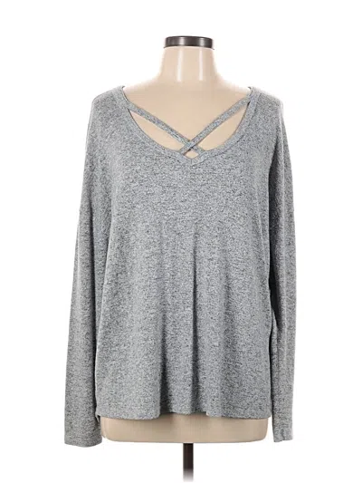 Pre-owned A New Day Long Sleeve Top Gray Keyhole Neckline Tops