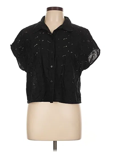 Pre-owned A New Day Short Sleeve Blouse In Black