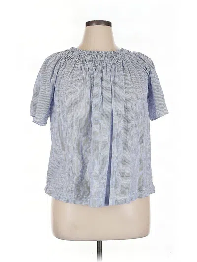 Pre-owned A New Day Short Sleeve Blouse In Blue