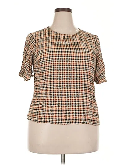 Pre-owned A New Day Short Sleeve Blouse In Brown