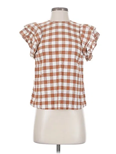 Pre-owned A New Day Short Sleeve Blouse In Brown