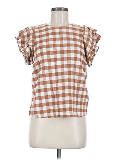 Pre-owned A New Day Short Sleeve Blouse In Brown