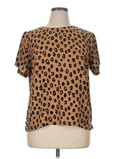 Pre-owned A New Day Short Sleeve Blouse In Brown