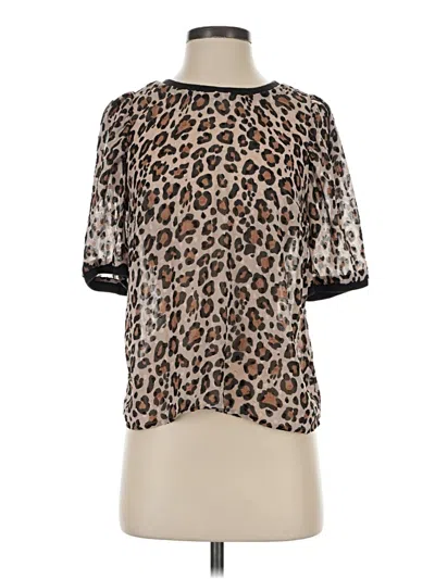 Pre-owned A New Day Short Sleeve Blouse In Brown