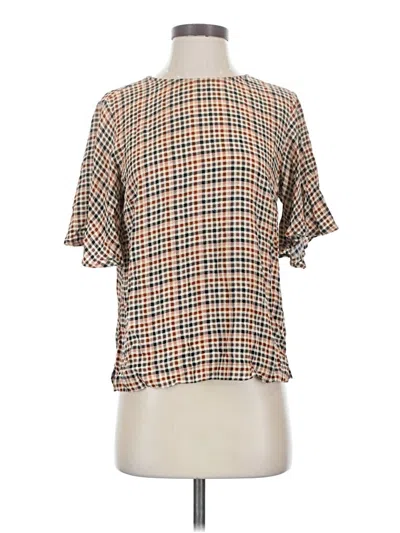 Pre-owned A New Day Short Sleeve Blouse In Brown