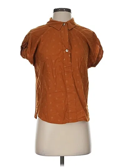 Pre-owned A New Day Short Sleeve Blouse In Brown