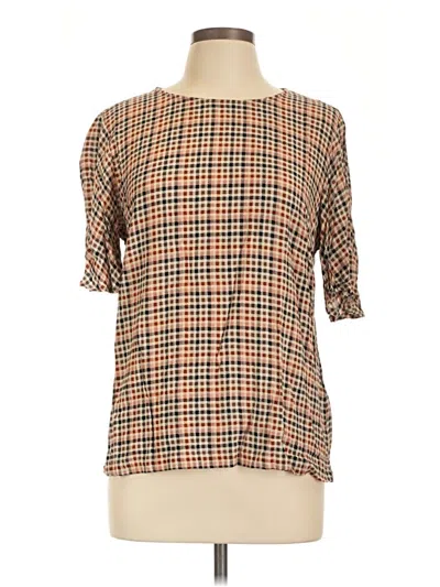 Pre-owned A New Day Short Sleeve Blouse In Brown