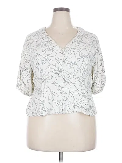 Pre-owned A New Day Short Sleeve Blouse In Ivory