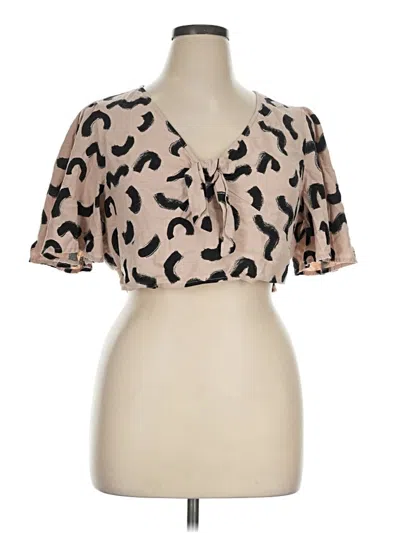 Pre-owned A New Day Short Sleeve Blouse In Tan