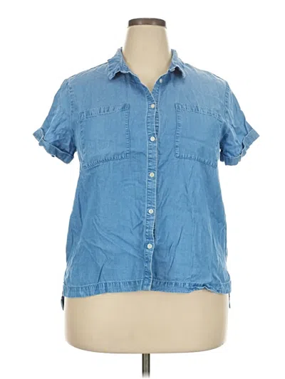 Pre-owned A New Day Short Sleeve Button Down Shirt In Blue