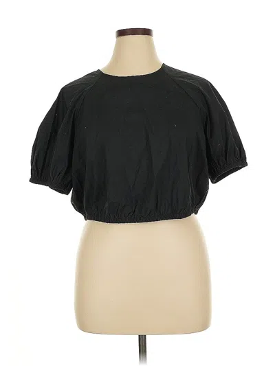Pre-owned A New Day Short Sleeve Top Black Mock Neckline Tops