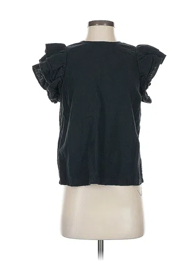 Pre-owned A New Day Short Sleeve Top Black Ruffles Neckline Tops