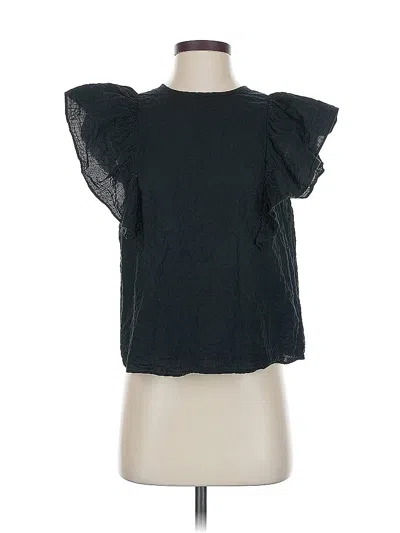 Pre-owned A New Day Short Sleeve Top Black Ruffles Neckline Tops
