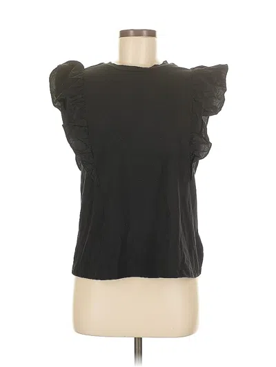 Pre-owned A New Day Short Sleeve Top Black Ruffles Neckline Tops