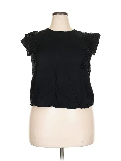Pre-owned A New Day Short Sleeve Top Black Ruffles Neckline Tops