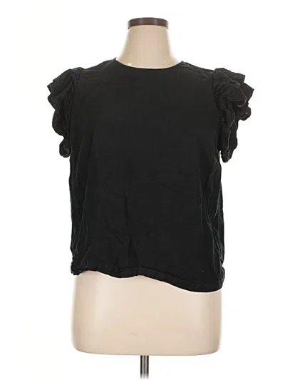 Pre-owned A New Day Short Sleeve Top Black Ruffles Neckline Tops