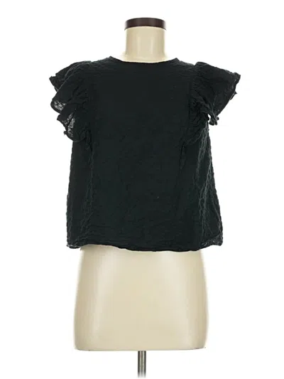 Pre-owned A New Day Short Sleeve Top Black Ruffles Neckline Tops