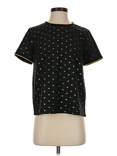 Pre-owned A New Day Short Sleeve Top Black Stars Pattern Mock Neckline Tops