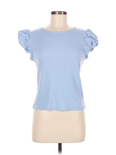 Pre-owned A New Day Short Sleeve Top Blue Ruffles Neckline Tops