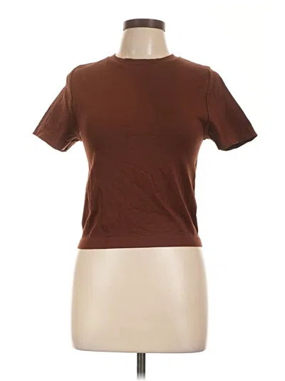 Pre-owned A New Day Short Sleeve Top Brown Crew Neck Tops
