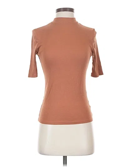 Pre-owned A New Day Short Sleeve Top Brown Mock Neckline Tops