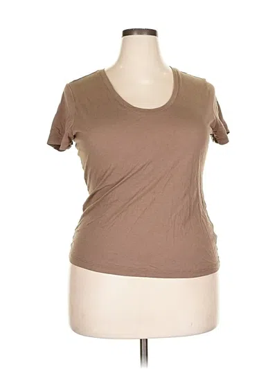 Pre-owned A New Day Short Sleeve Top Brown Scoop Neck Tops